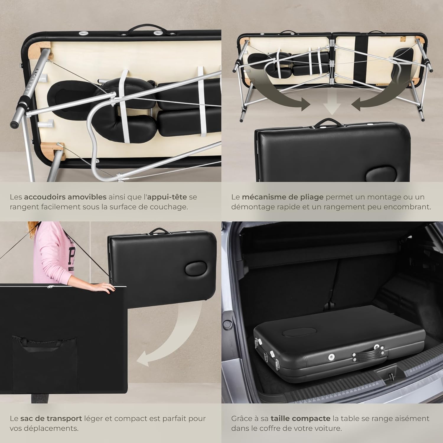 tectake table massage pliante repose-bras accoudoirs