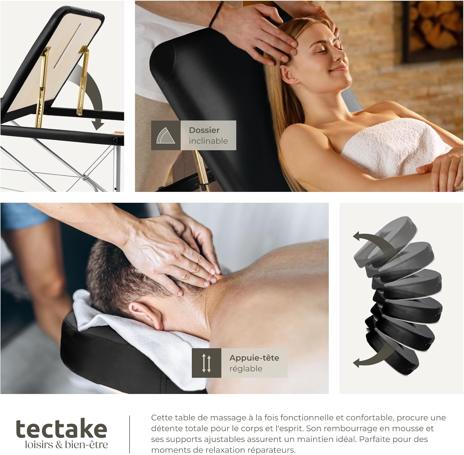 tectake table massage pliante dimensions montage facile