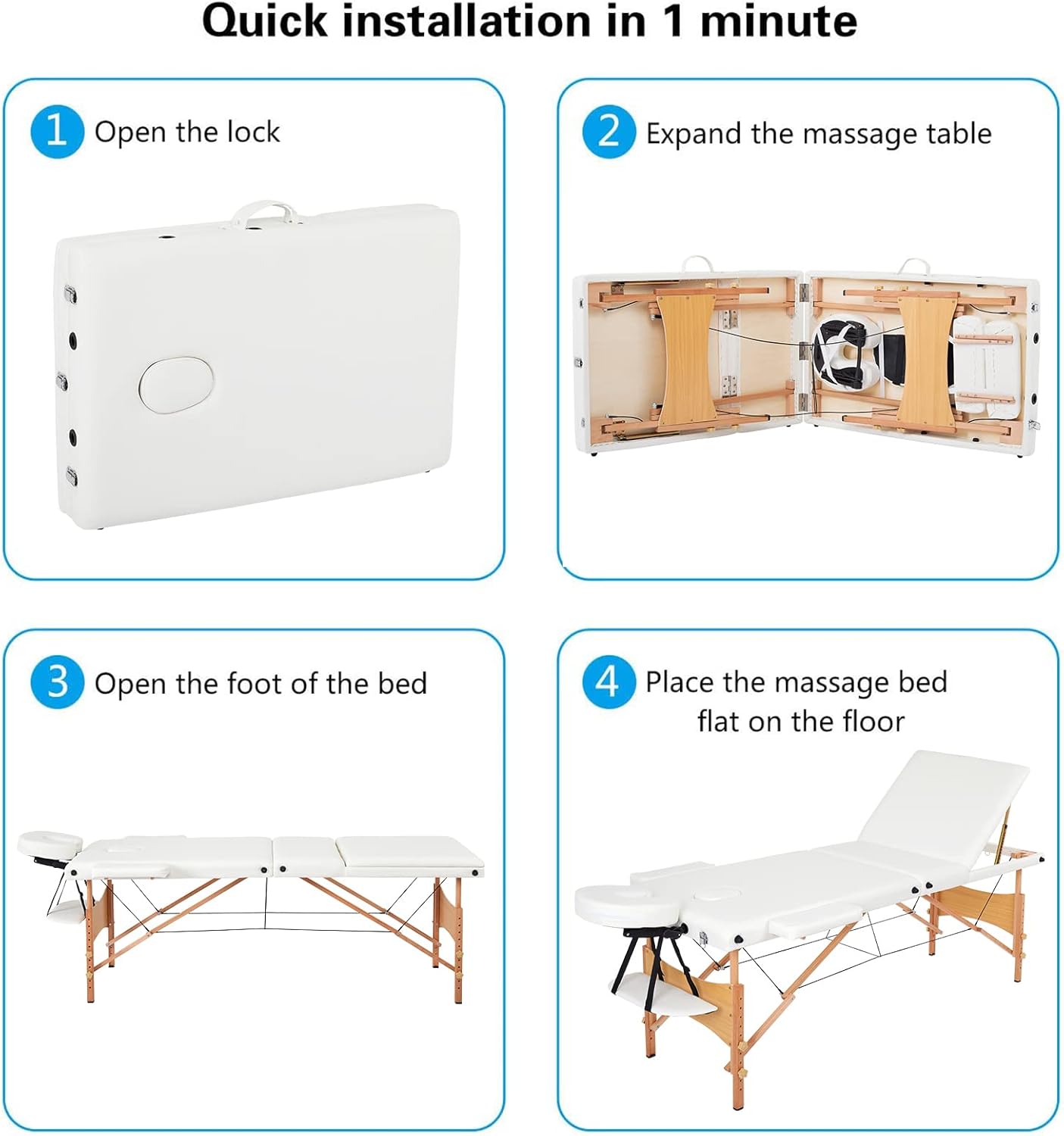 Mondeer table massage pliante appui-tete 9 niveaux de reglage