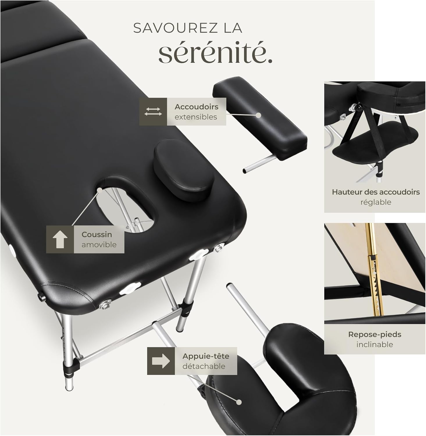 tectake table massage pliante pliée housse de transport