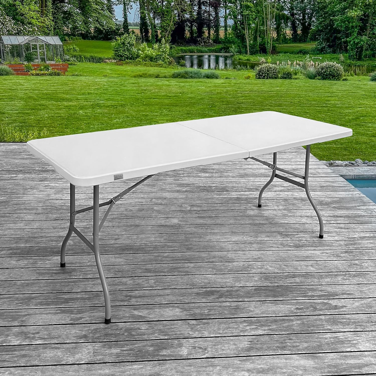 SKYLANTERN Table Pliante 180x75cm Gris Clair - vue 7
