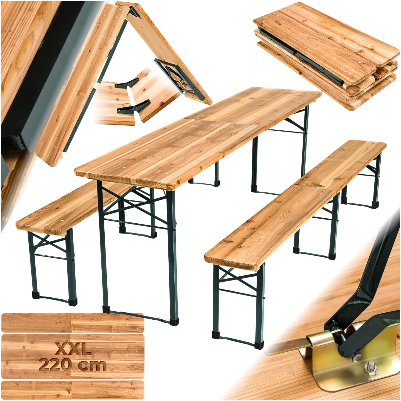 TecTake ensemble brasserie table en bois exterieur vue 1