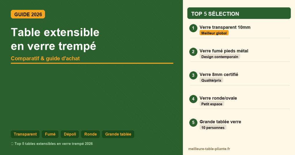 Table extensible en verre comparatif et guide d'achat 2026 - Top 5 meilleures tables extensibles en verre