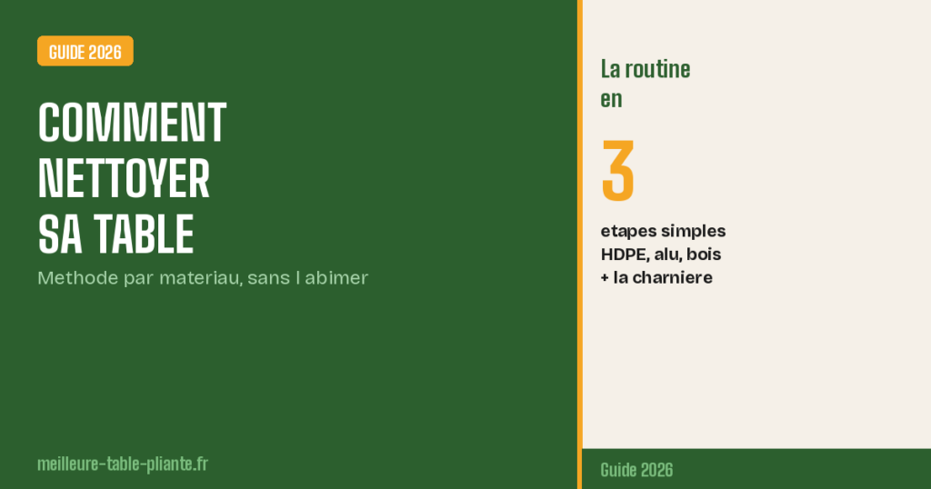 Comment nettoyer une table pliante encrassee : methode par materiau 2026