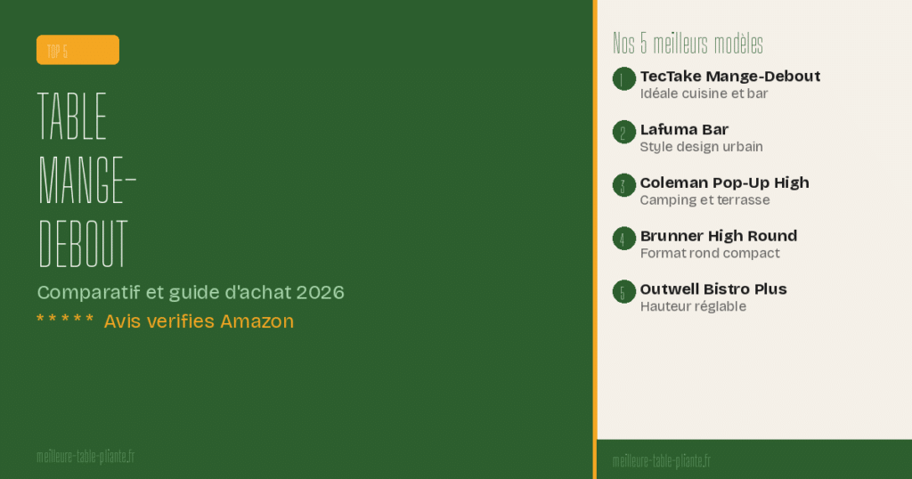 Table pliante haute mange debout : top 5 modèles essentiels 2026