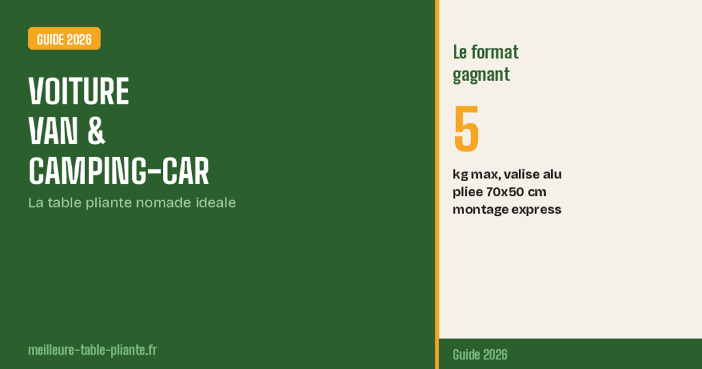 Table pliante voiture van camping-car : le meilleur choix nomade en 2026
