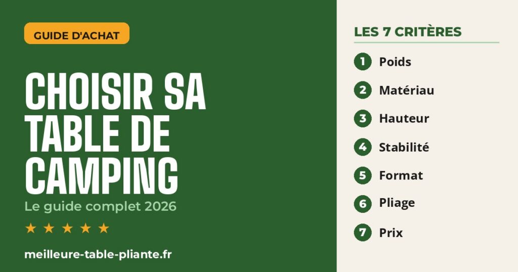 Choisir une table de camping : guide d'achat 2026 des 7 critères