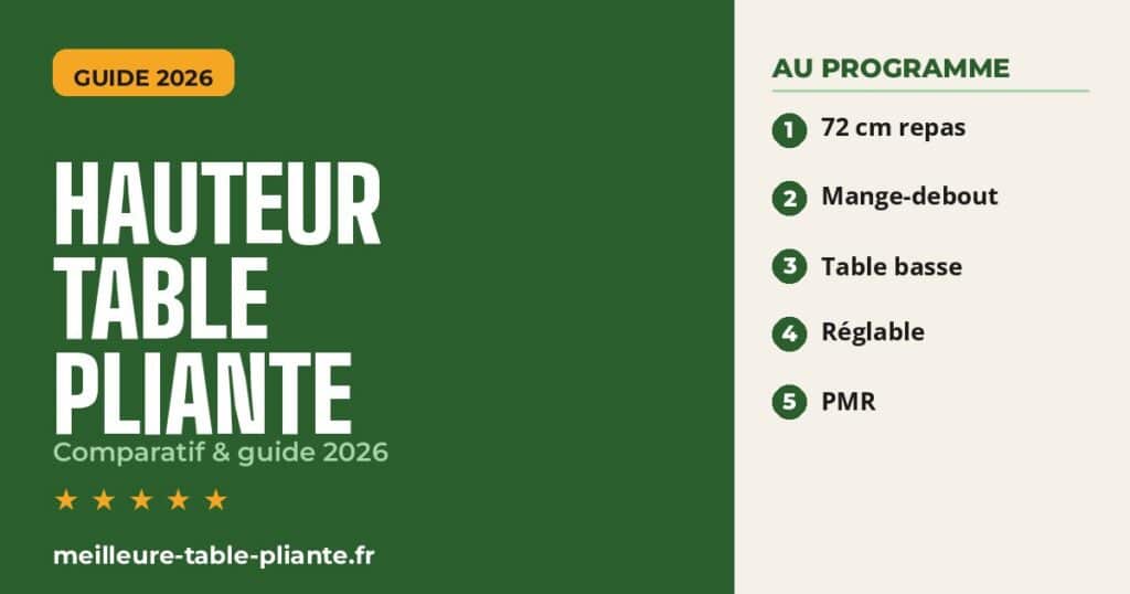 Hauteur table pliante : illustration du guide 2026