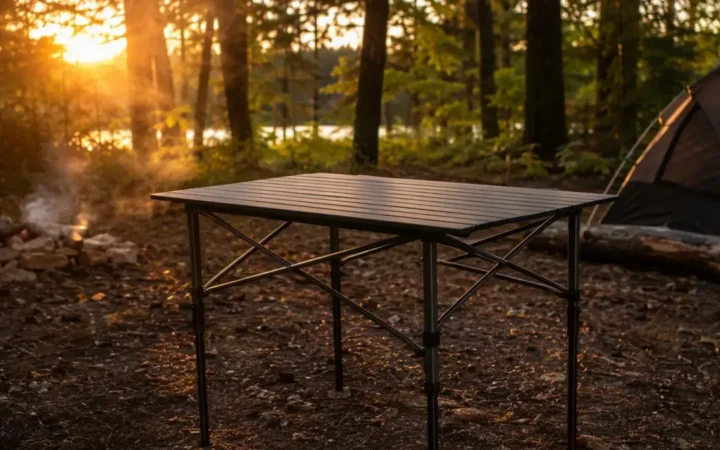 Table de jardin pliante en aluminium : notre avis sur le modèle gris pour terrasse et camping